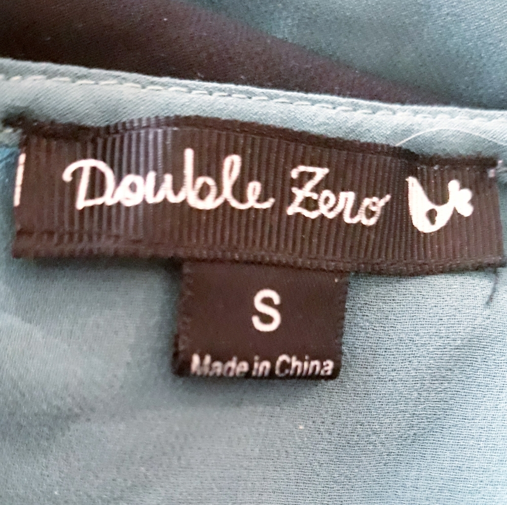 Double Zero Sheer Ruffle Front Blouse Size - Size Small/XS Teal Blue - Picture 6 of 14